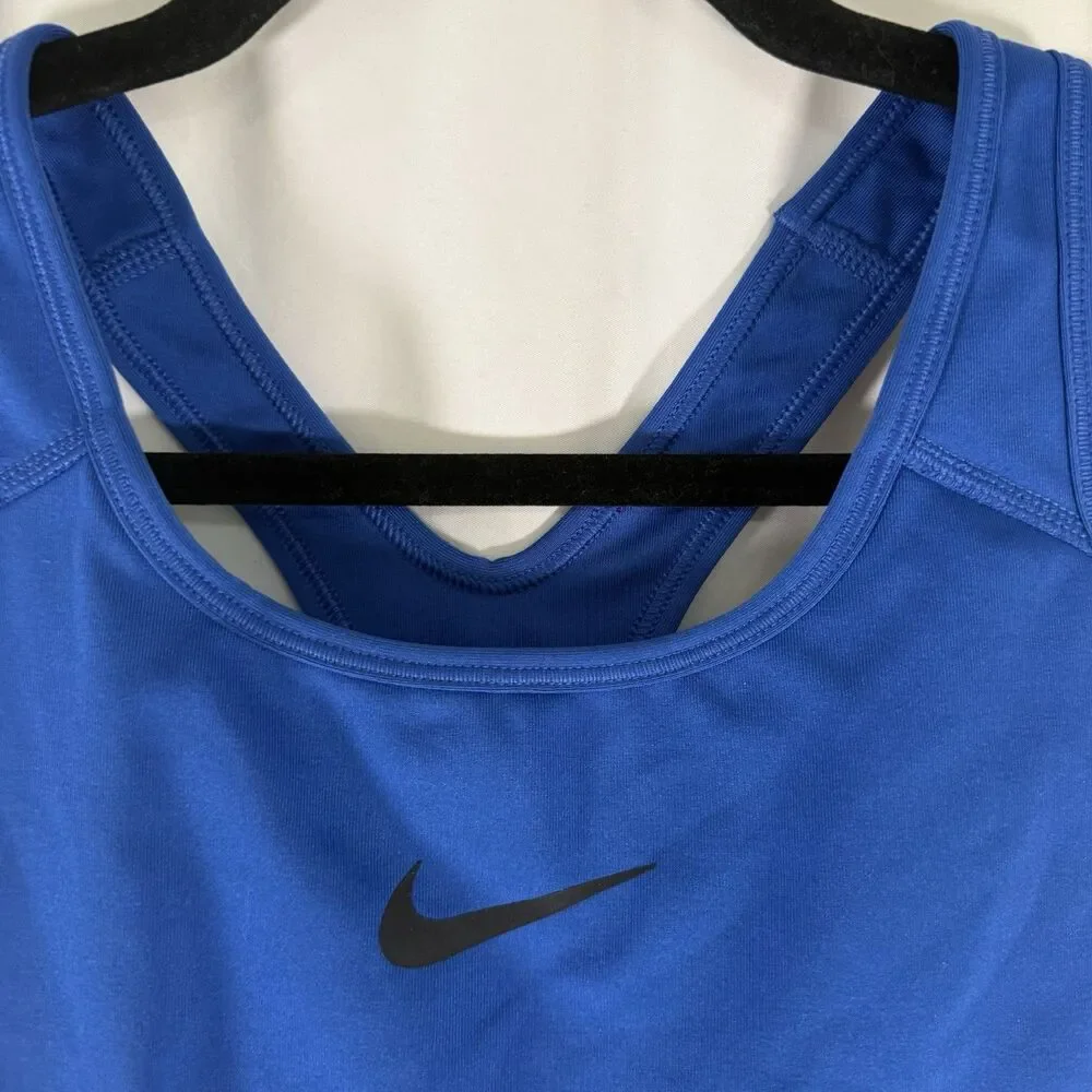 Nike Sports Bra Women's Medium Blue Pullover Center Swoosh Logo